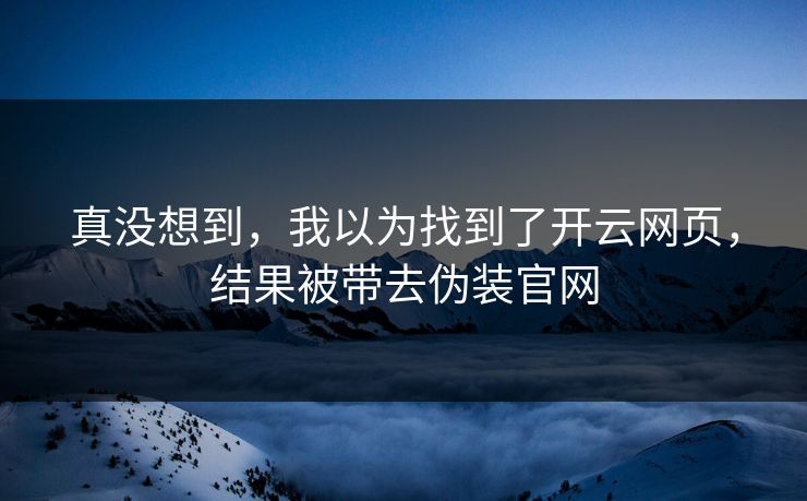 真没想到，我以为找到了开云网页，结果被带去伪装官网